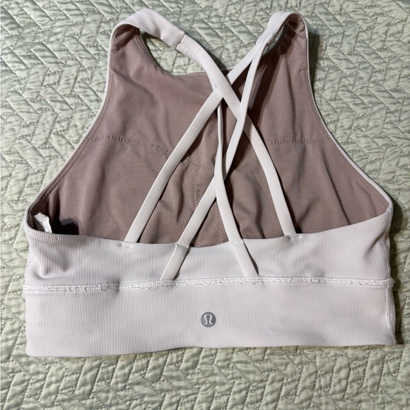 White ribbed lululemon high neck long line energy bra - Picture 4 of 7